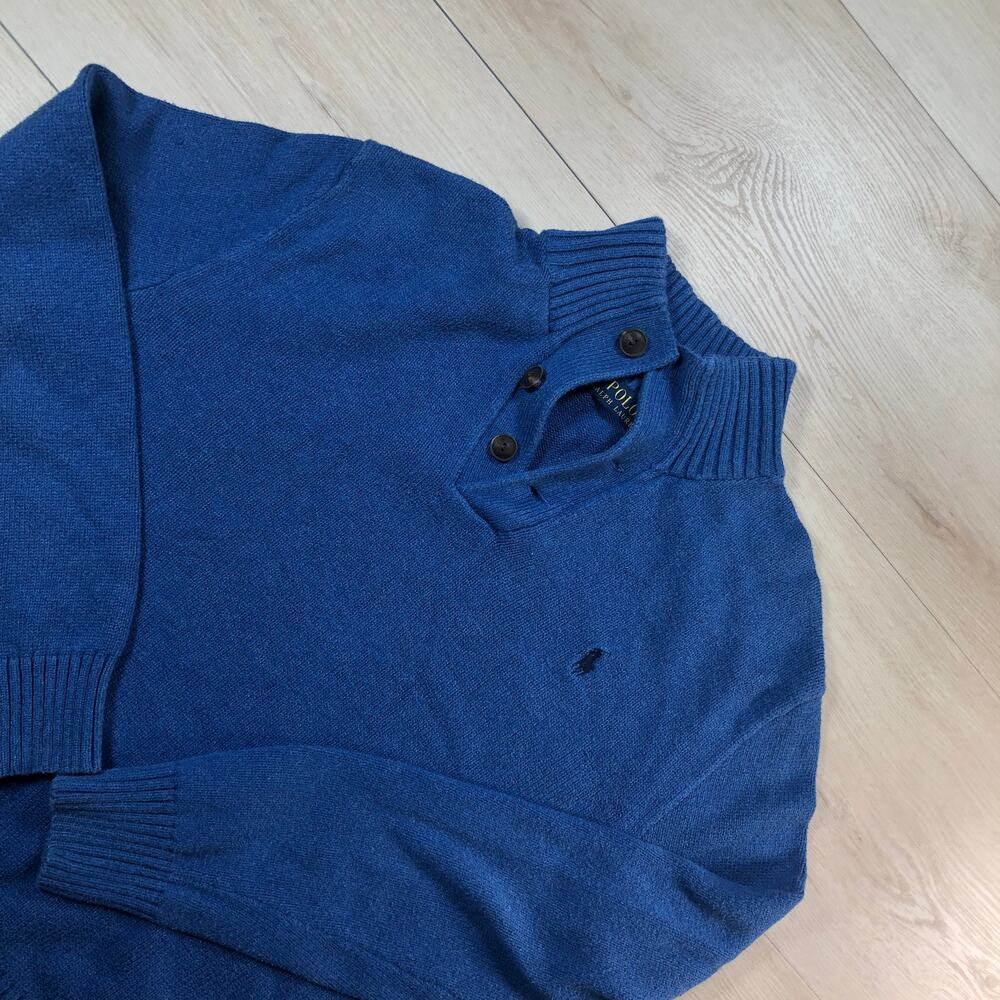 Polo Ralph Lauren Blue Sweater Mens Mock Neck M [0039]